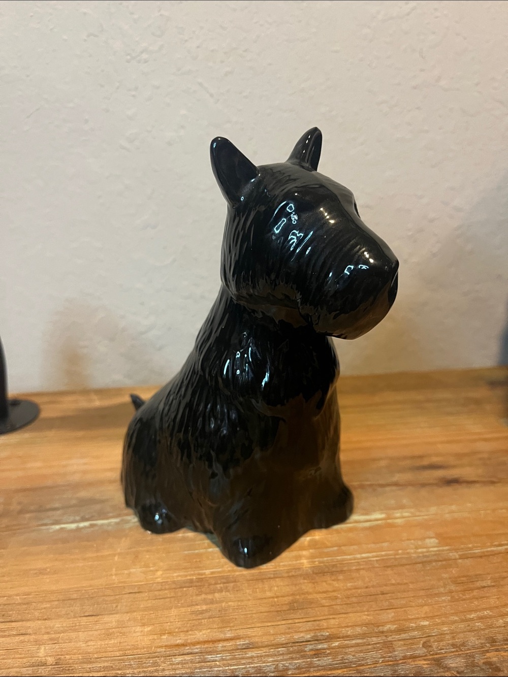 Glossy Black Ceramic Scottie Dog Figurine - Decorative Home Accent